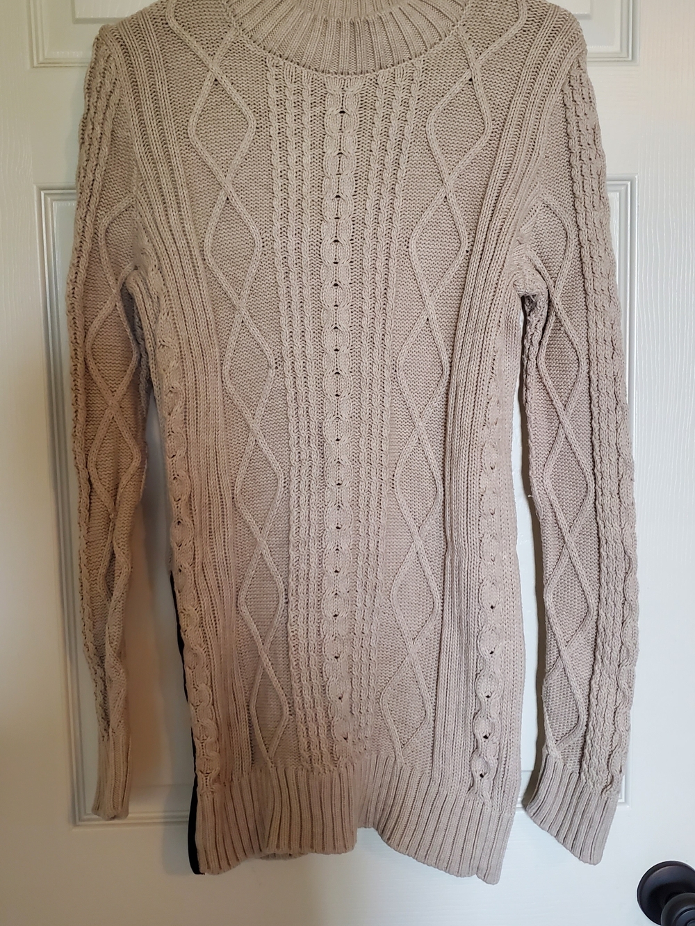 Banana Republic Beige Cable-Knit Crewneck Sweater